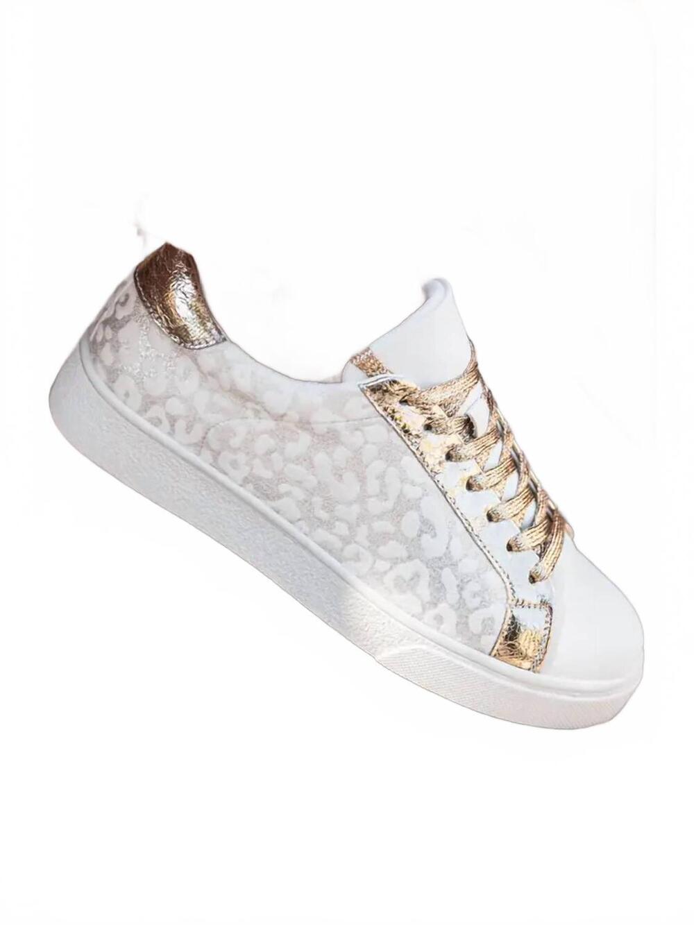 NEW LITTLE DAISY CLOSET women's print glitter sneaker in leopard